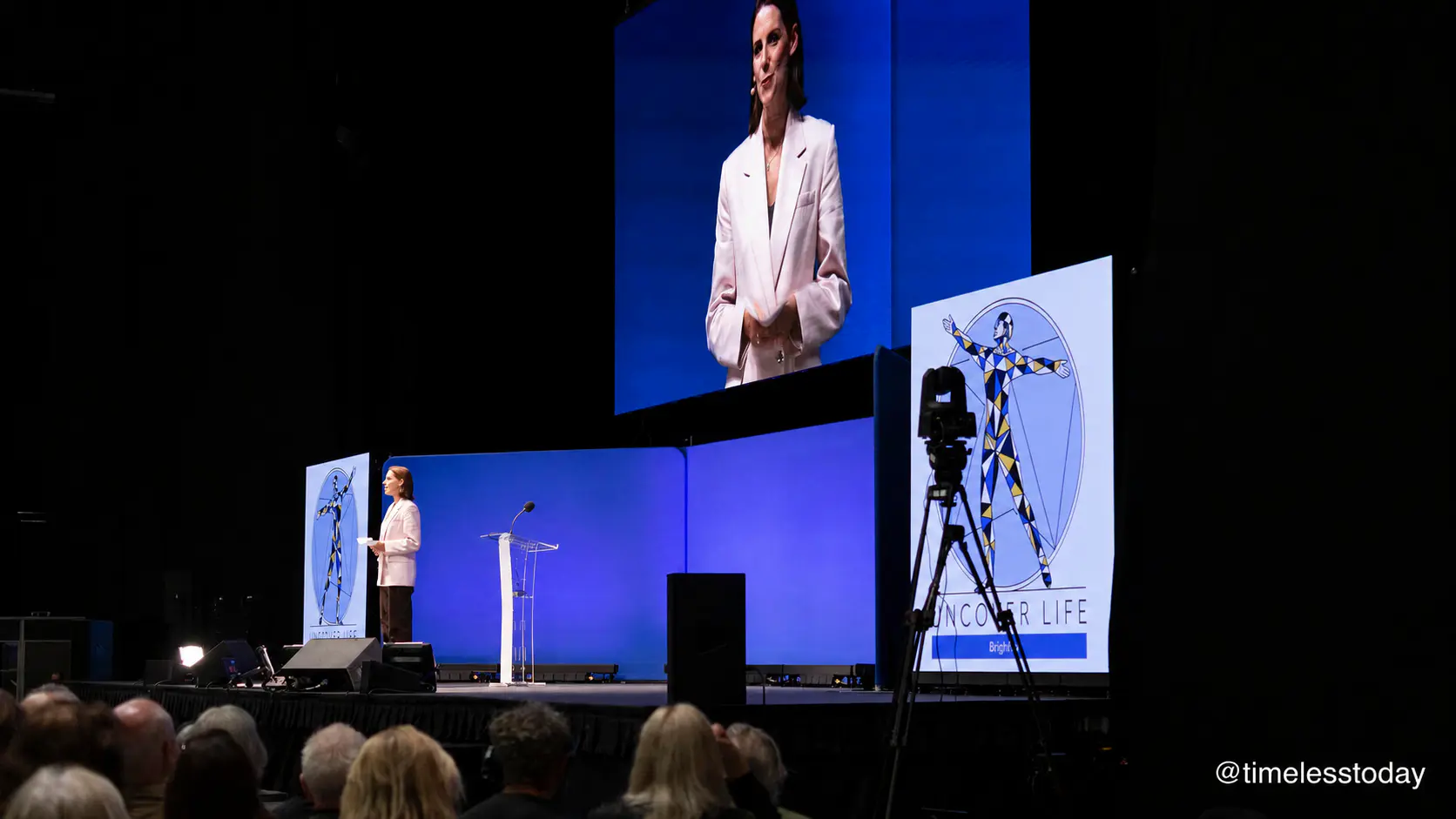 Bianca Topham on stage during a media feature on burnout
